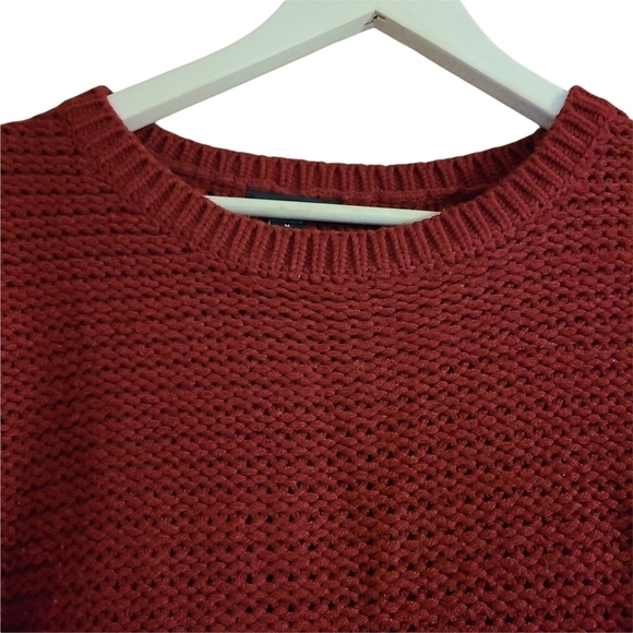 Amisu rhubarb long-sleeved knitted cozy red sweater - Picture 2 of 9